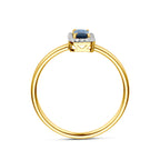 ring saffier en diamant 0.06ct h si 14K geelgoud