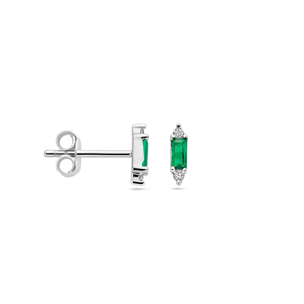 oorknoppen groen zirkonia zilver gerhodineerd