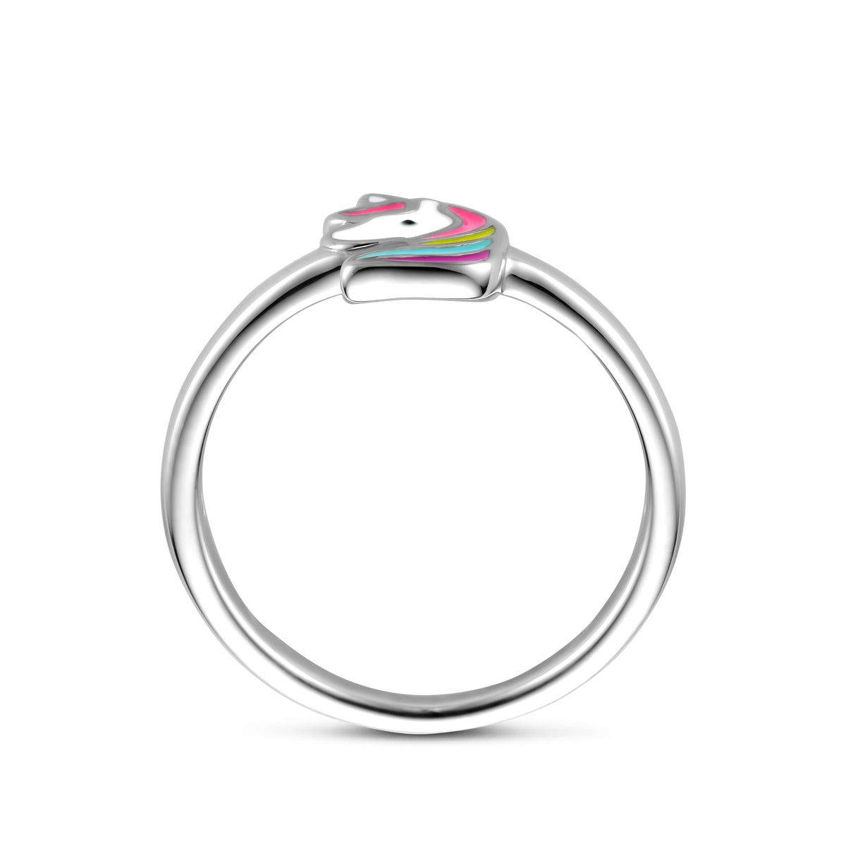 Ring Emaille Einhorn Silber rhodiniert