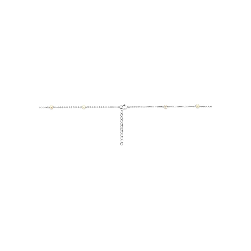 collier parels 41 + 4 cm zilver gerhodineerd