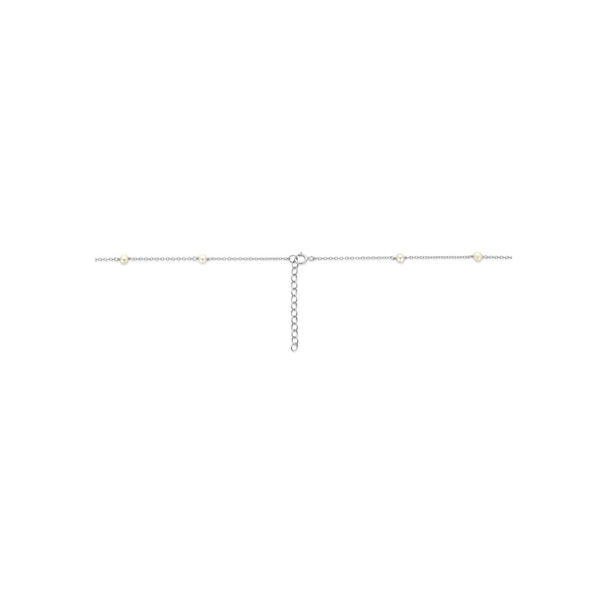 collier parels 41 + 4 cm zilver gerhodineerd