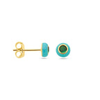 oorknoppen turquoise emaille en groen zirkonia 1 micron zilver verguld (geel)