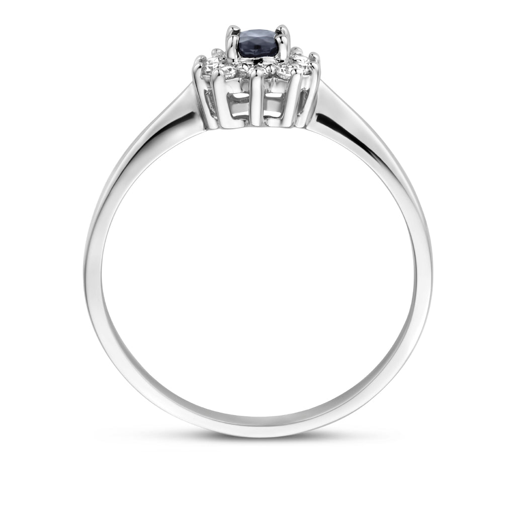 ring saffier en zirkonia 14K witgoud