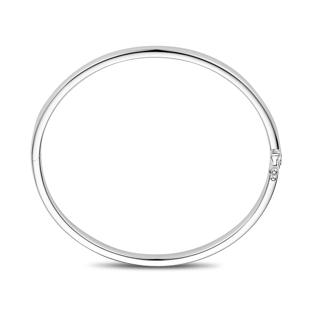 Armreif mit Scharnier, konvexes Rohr 5 mm, silberweiß
