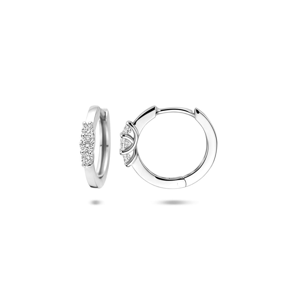 Klappohrringe Zirkonia 16 mm Silber rhodiniert