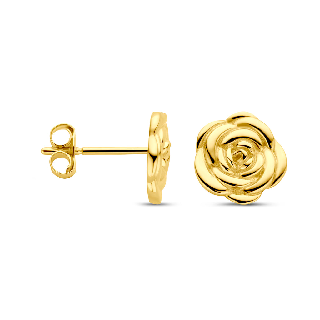 Ohrstecker Rose 8 mm 14K Gelbgold