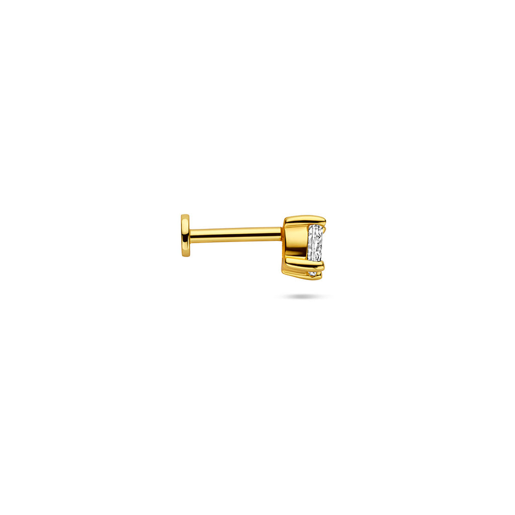 Flat Back Piercing oval Zirkonia 4 mm 1 Mikron silber vergoldet (gelb)