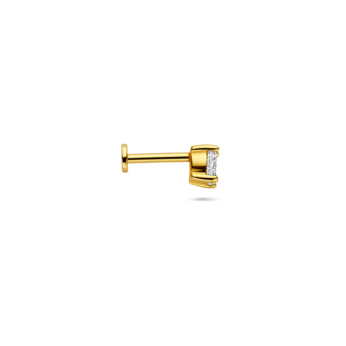 Flat Back Piercing oval Zirkonia 4 mm 1 Mikron silber vergoldet (gelb)