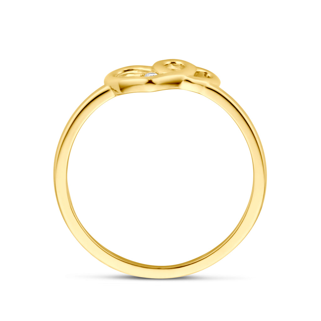 Ring Herzen und Zirkonia 14K Gelbgold