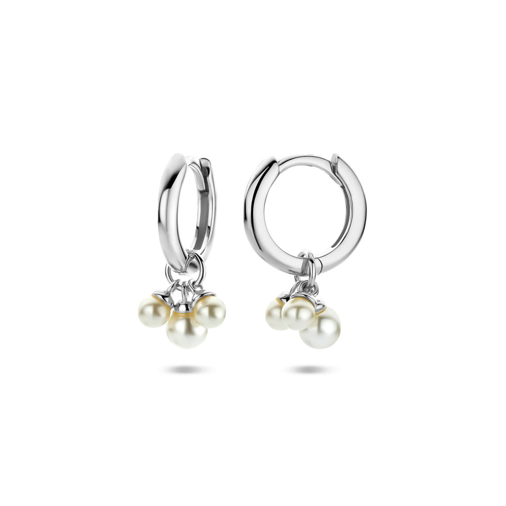 oorringen parels 17 mm zilver gerhodineerd