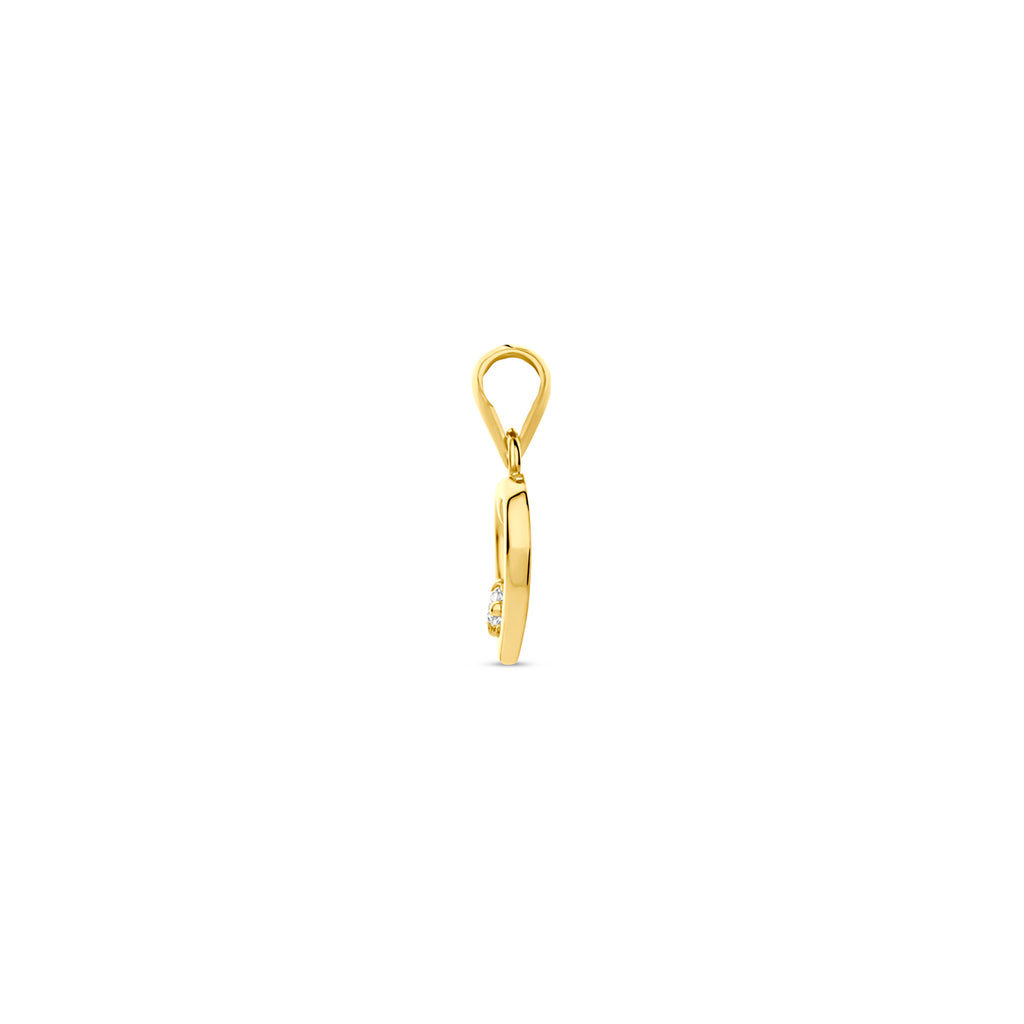 hanger hartje zirkonia 13 mm 14K geelgoud