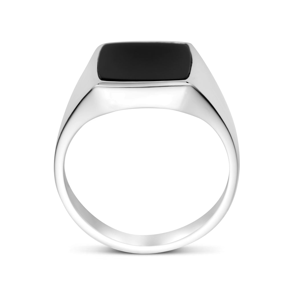 zegelring massief onyx zilver wit