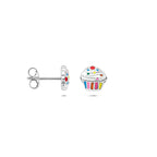Ohrstecker Cupcake Silber rhodiniert