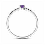 Ring mit Geburtsstein Amethyst Februar rhodiniertes Silber