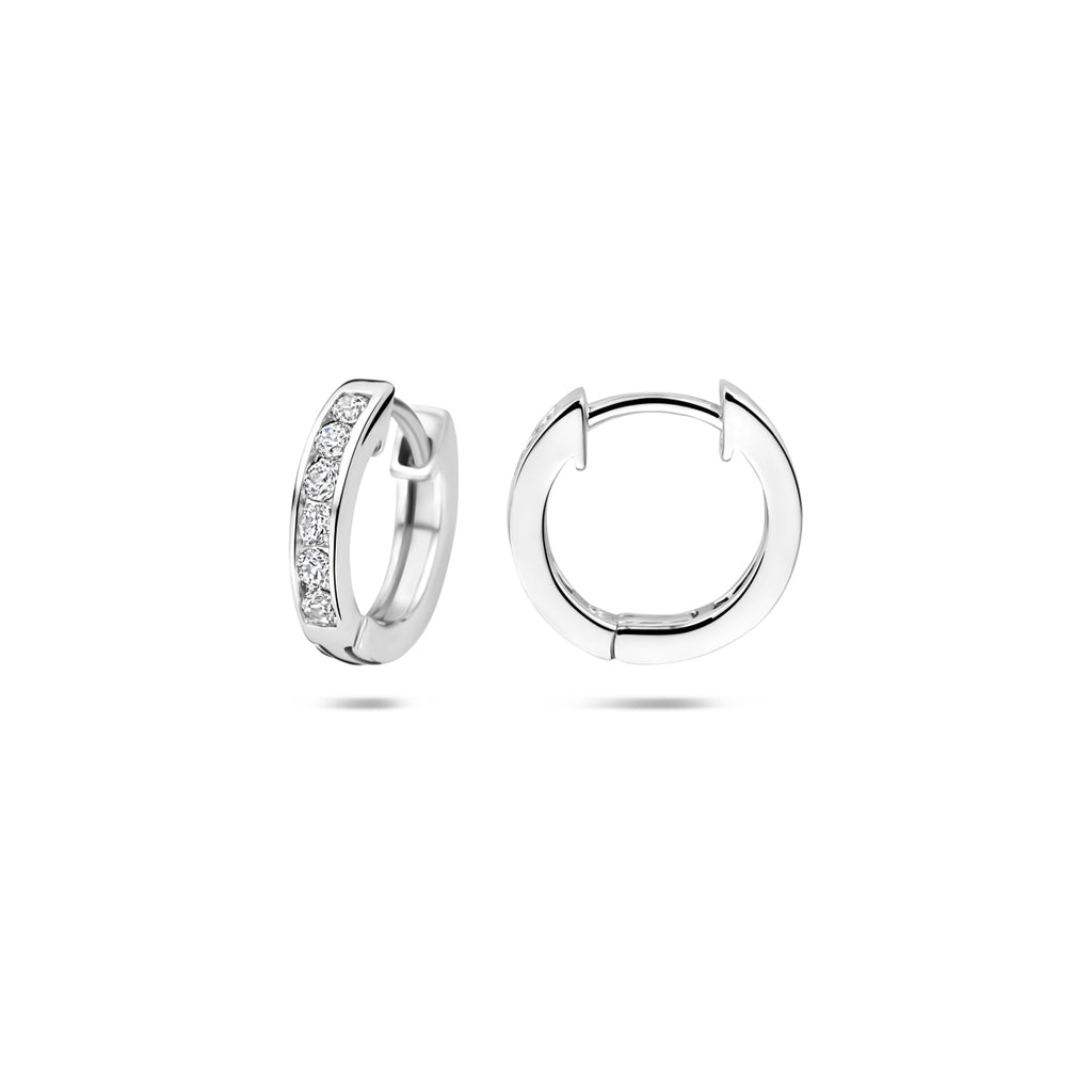 klapoorringen zirkonia 12,5 mm zilver gerhodineerd