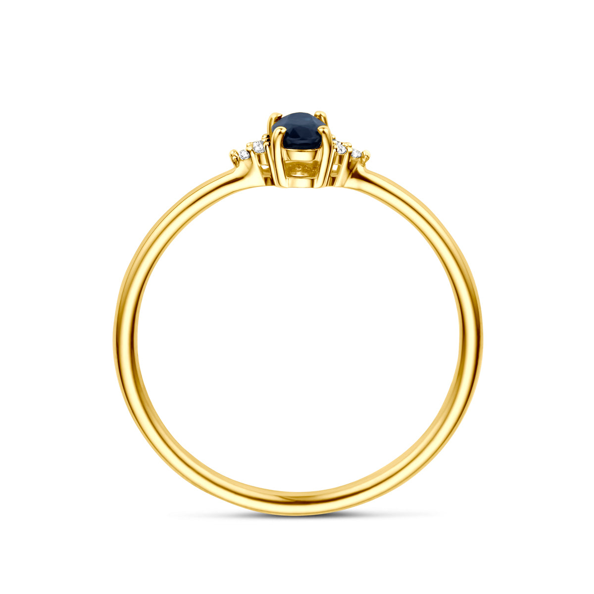 ring saffier en diamant 0.02ct h si 14K geelgoud