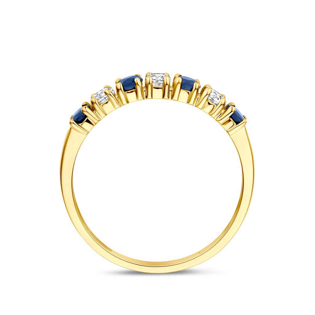 ring saffier en zirkonia 14K geelgoud