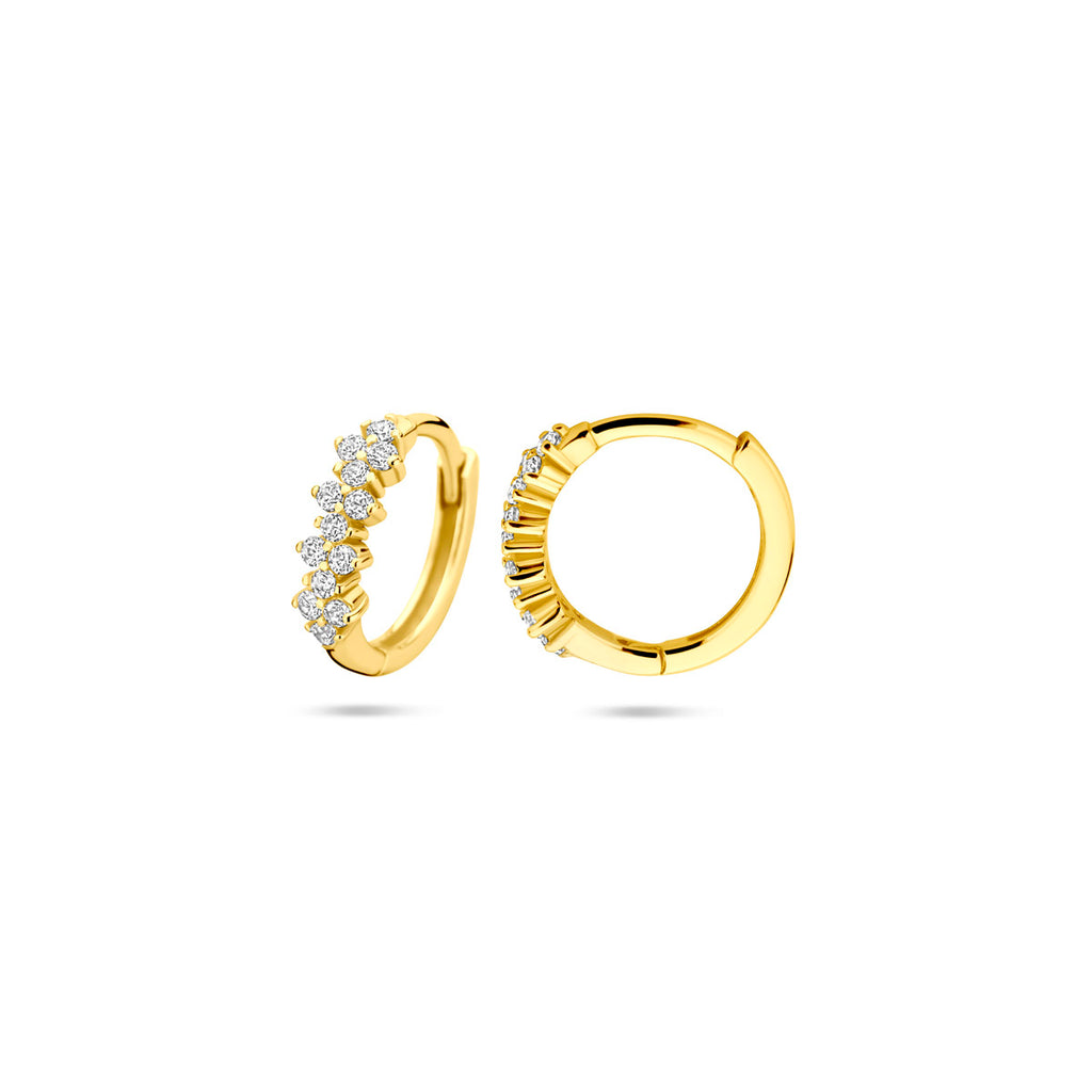 Klappcreolen Zirkonia 11,5 mm 1 Mikron Silber vergoldet (gelb)