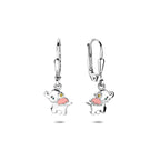 Ohrringe Emaille Elefant Zirkonia Brisurhaken 23 mm Silber rhodiniert