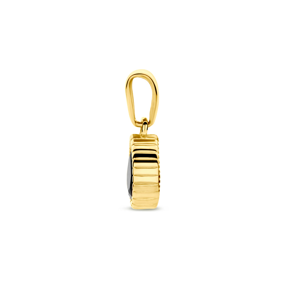 hanger zwart zirkonia 14 mm 14K geelgoud