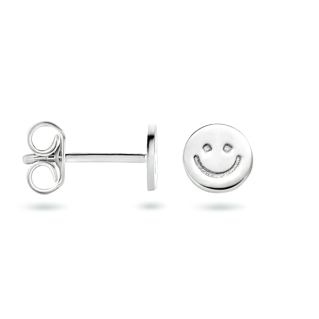 Ohrstecker Smiley Silber rhodiniert