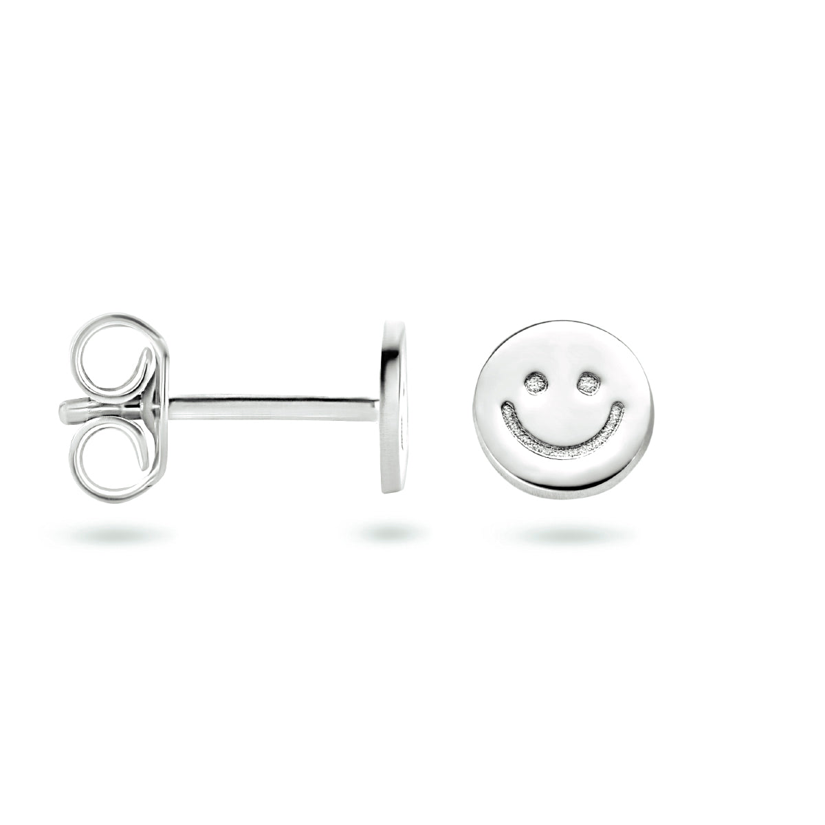 Ohrstecker Smiley Silber rhodiniert