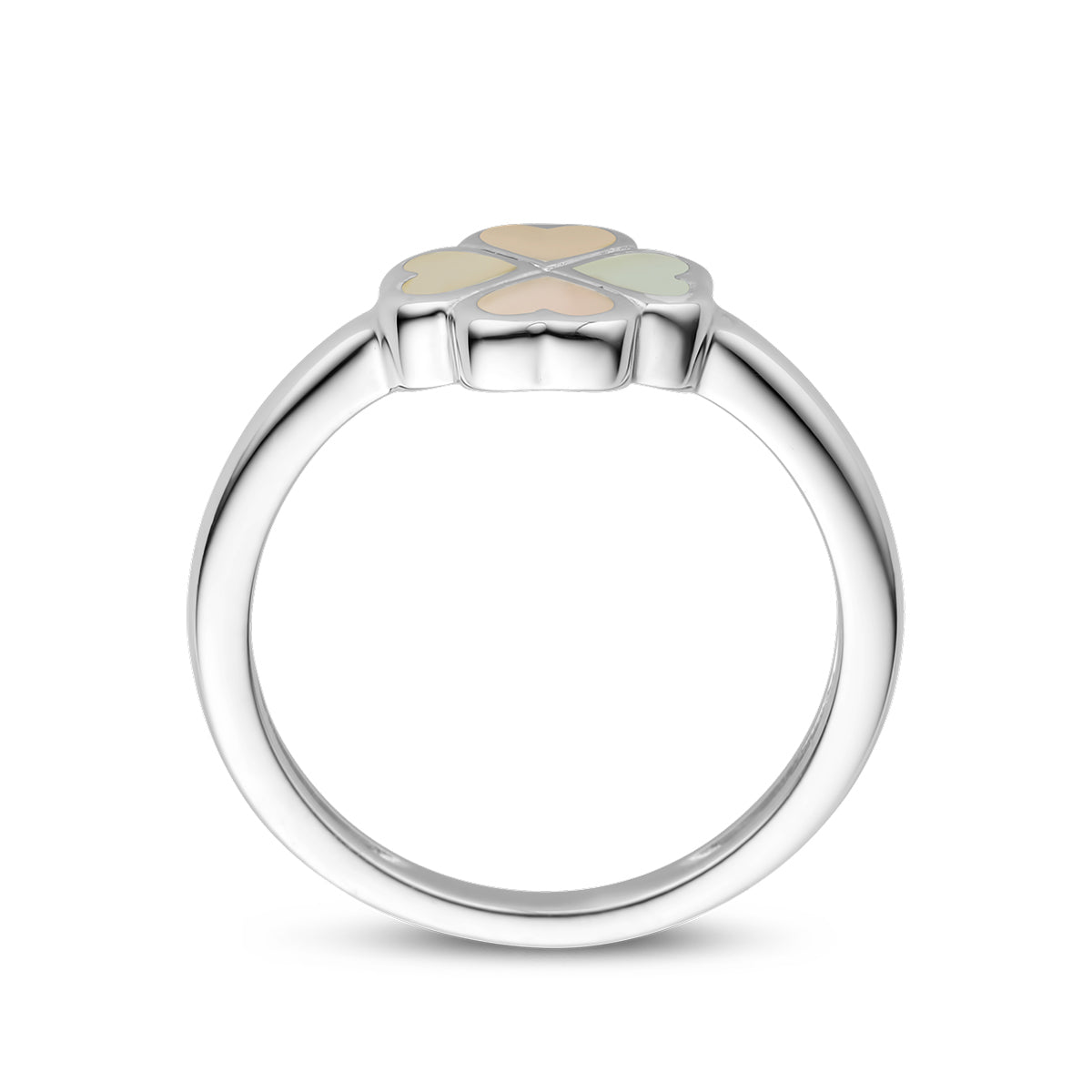 Ring Kleeblatt Perlmutt Silber rhodiniert
