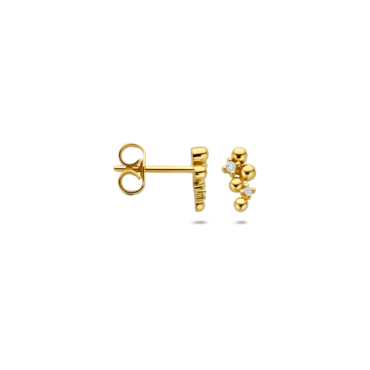 oorknoppen diamant 0.03ct (2x 0.015ct) h p 8,5 mm 14K geelgoud