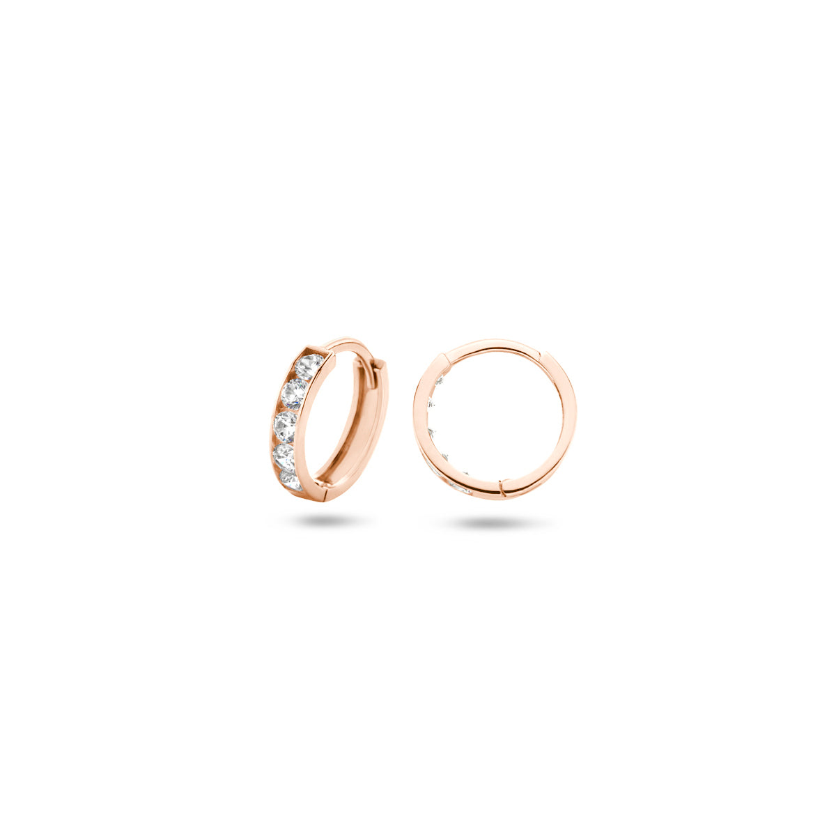 Klappcreolen Zirkonia 9 mm 14K Roségold