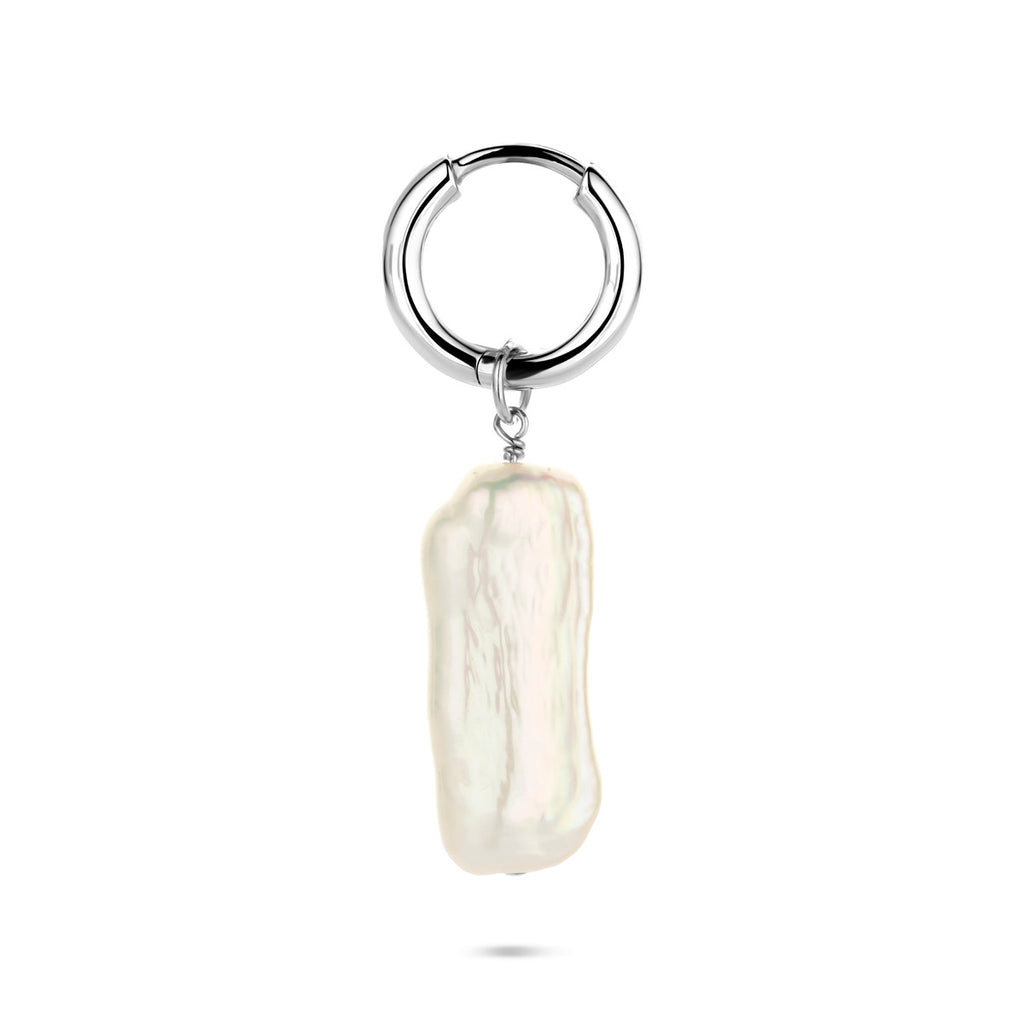 oorring parel per stuk 26 mm zilver gerhodineerd