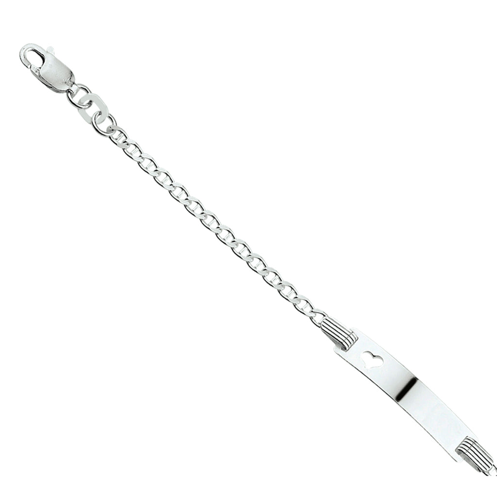 Gravurarmband Ankerplatte 5,0 mm 13 - 15 cm Silber weiß