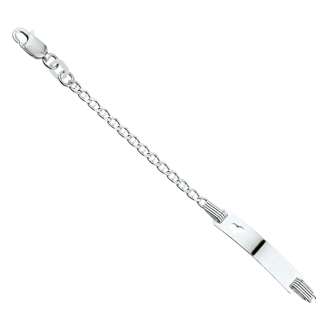Gravurarmband Ankerplatte 5,0 mm 13 - 15 cm Silber weiß