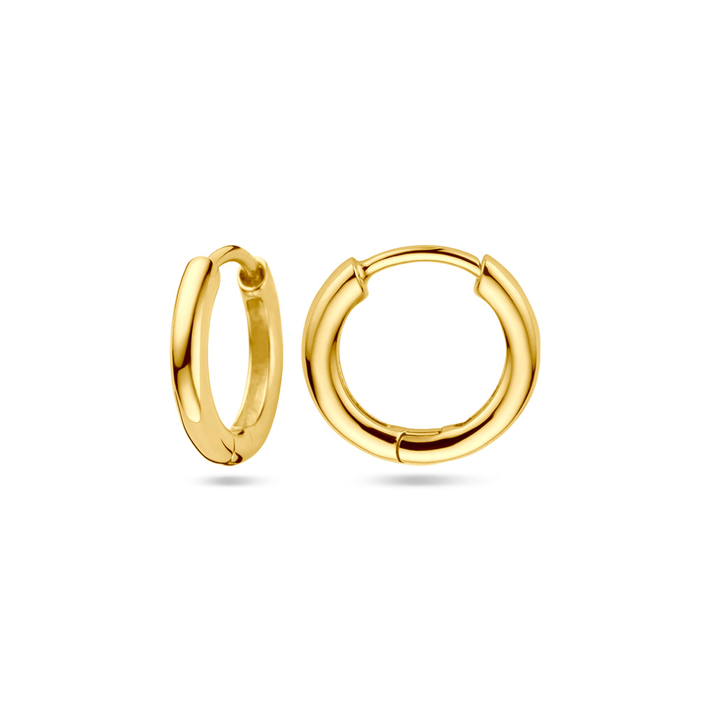 klapoorringen 13 mm 1 micron zilver verguld (geel)