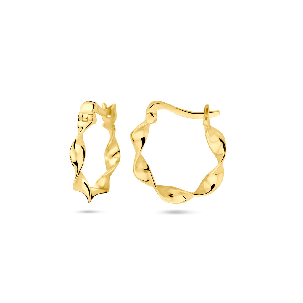 oorringen gedraaid 3 mm buis 14K geelgoud