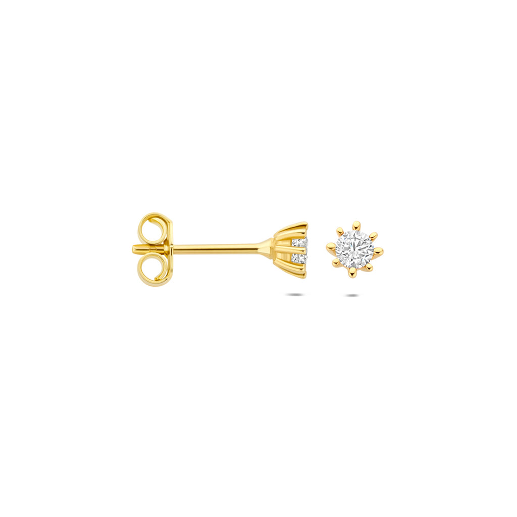 9k oorknoppen zirkonia 4,5 mm 9K geel