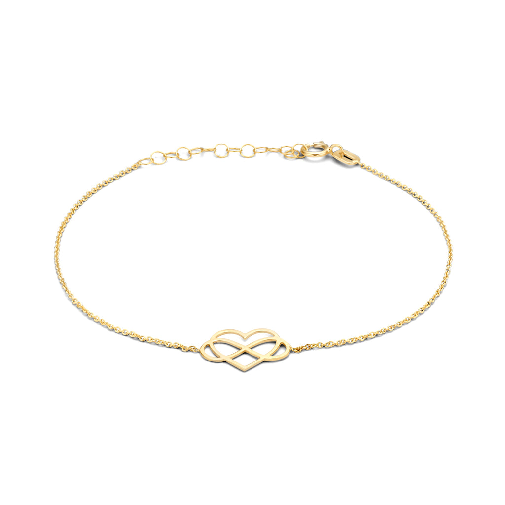 armband hart en infinity 16 + 3 cm 14K geelgoud