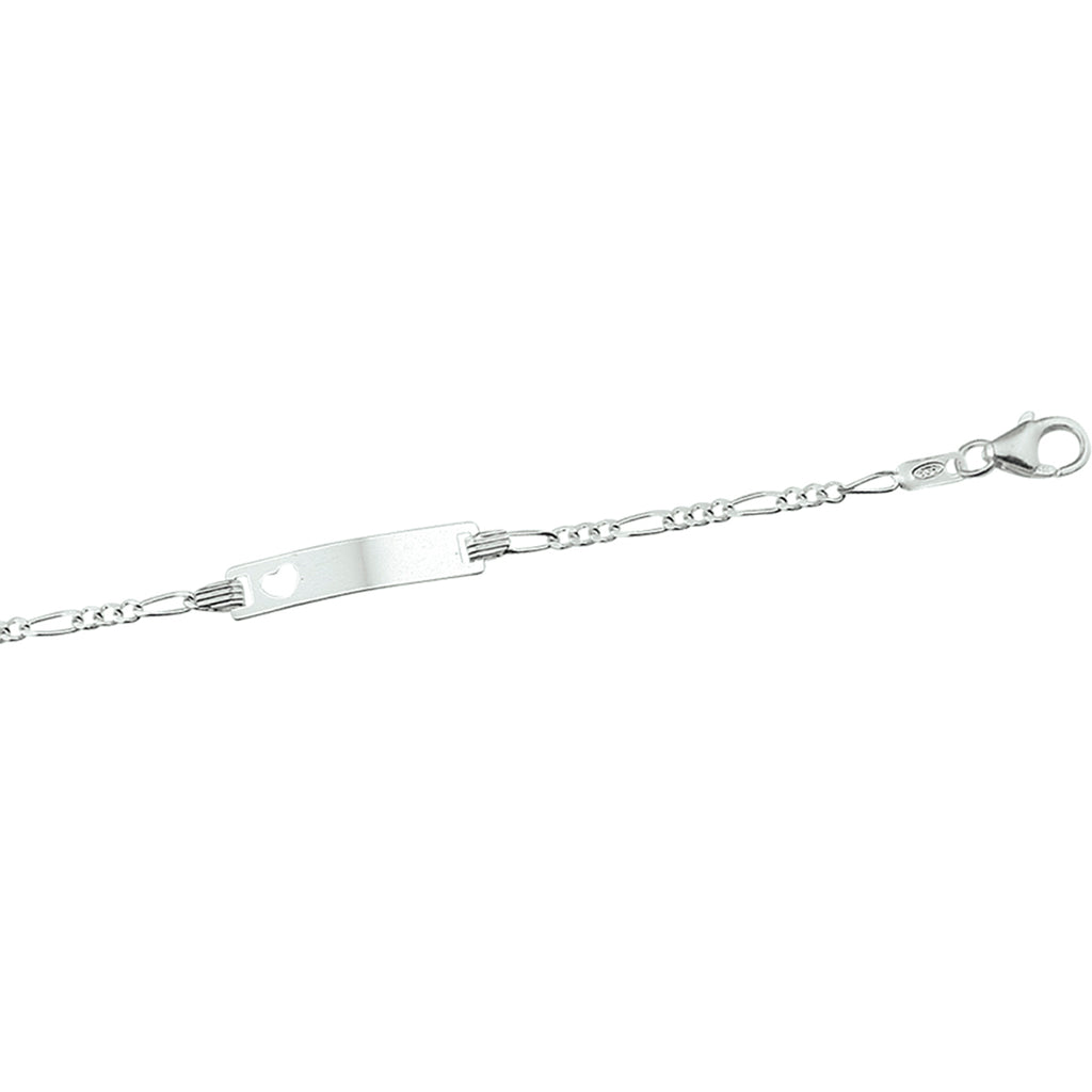 graveerarmband hart figaro plaat 4,2 mm zilver wit