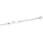 graveerarmband hart figaro plaat 4,2 mm zilver wit