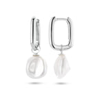 oorringen paperclip barok parel 27 mm zilver gerhodineerd