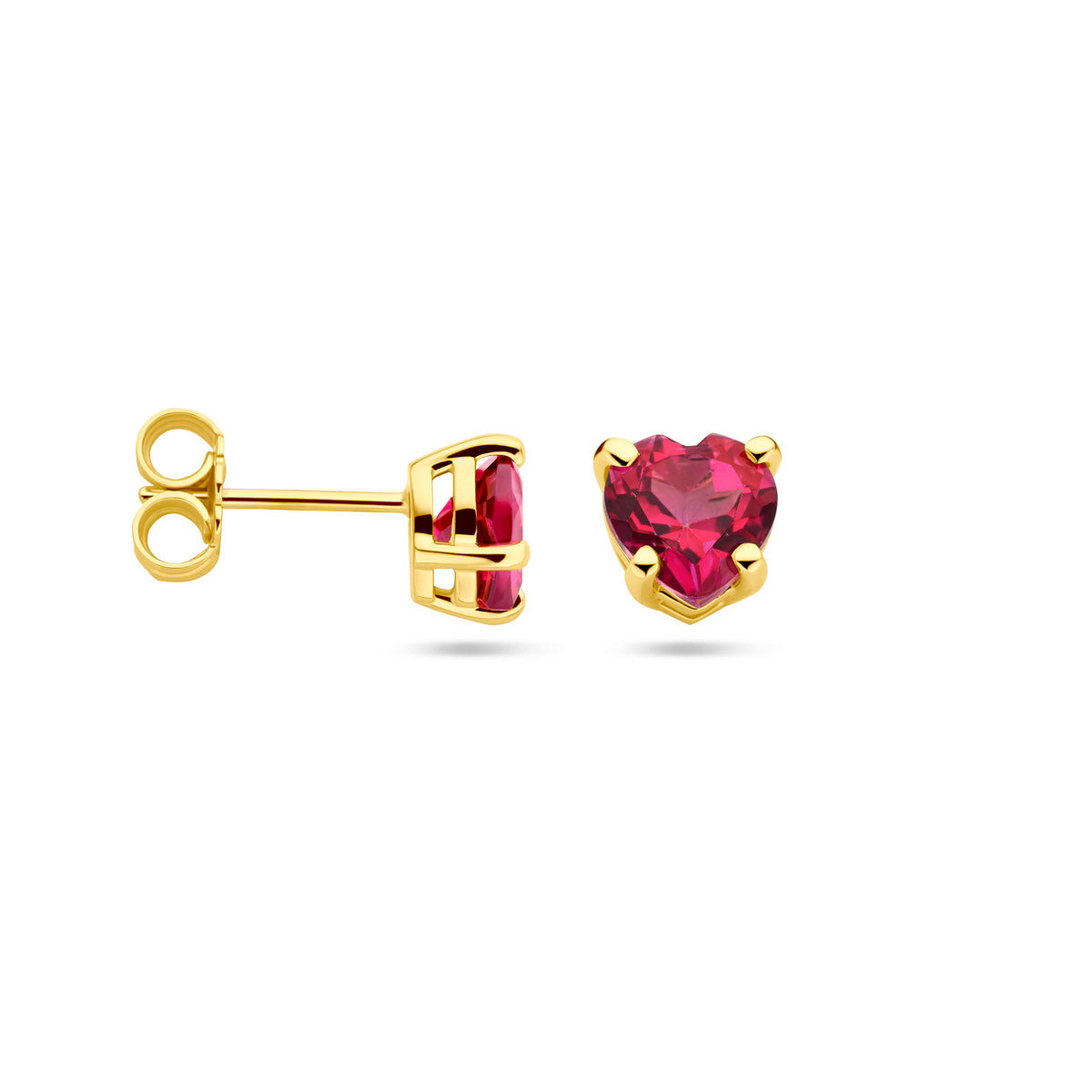 Ohrstecker Herz rosa Topas 14K Gelbgold