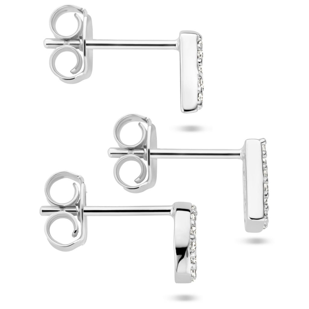 oorknop letter zirkonia per stuk zilver gerhodineerd