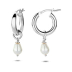 oorringen parel 28 mm zilver gerhodineerd