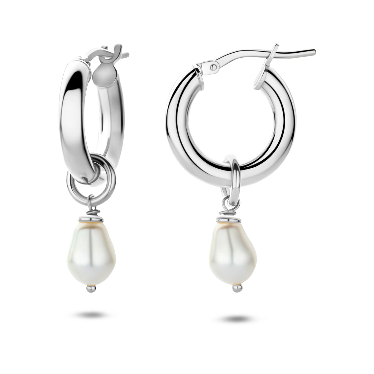 oorringen parel 28 mm zilver gerhodineerd