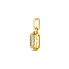 hanger groen amethist en lab grown diamant 0.08ct f vs 7,5 mm 14K geelgoud