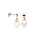 oorhangers parel 15 mm 14K roségoud - ovaal
