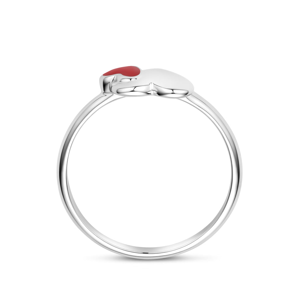Ring Emaille Herz Silber rhodiniert