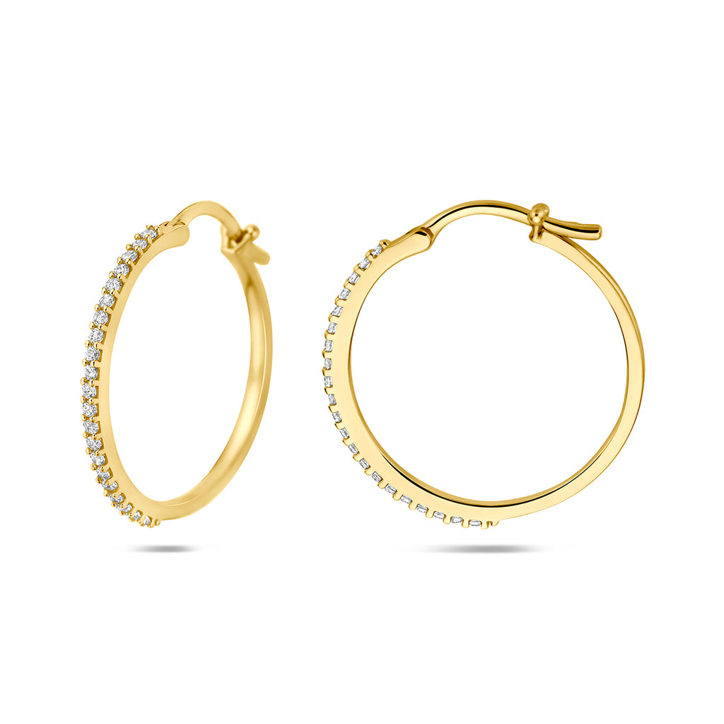oorringen zirkonia buis 1 mm 14K geelgoud