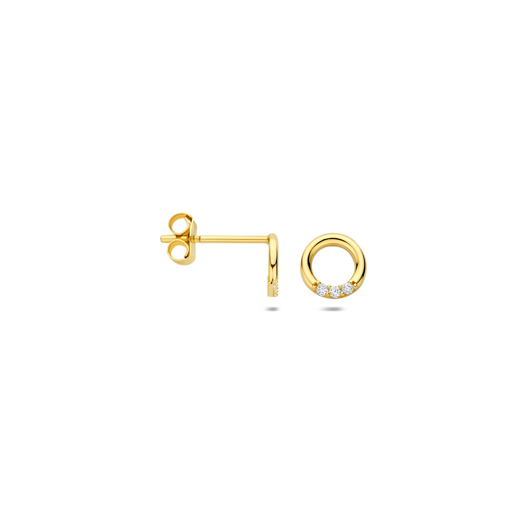 Ohrstecker runder Zirkonia 14K Gelbgold