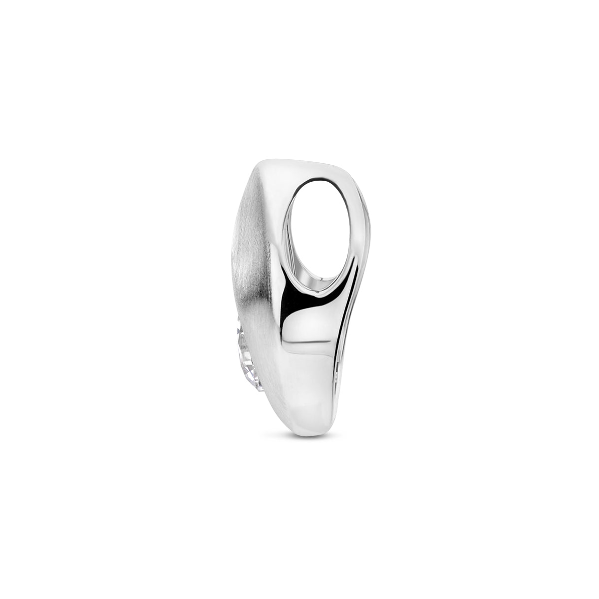 hanger druppel zirkonia poli/mat 11 mm zilver gerhodineerd