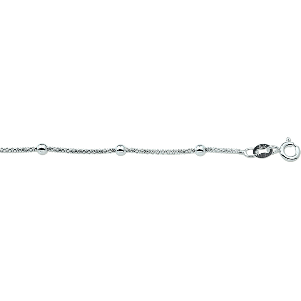 armband bolletjes 3,0 mm 18 + 3 cm zilver wit